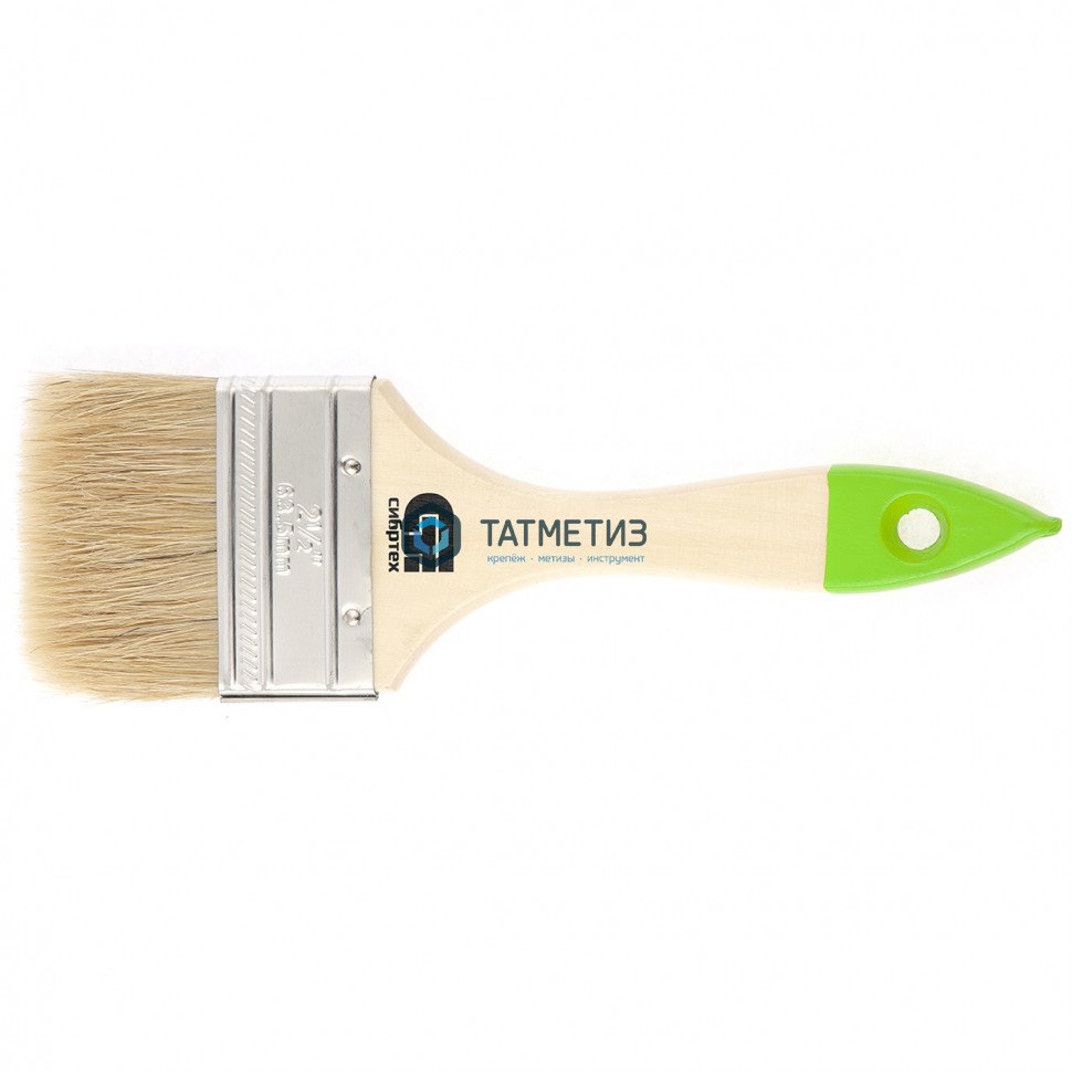 Кисть плоская 63мм, натуральная щетина, деревянная ручка // Сибртех | «ТАТМЕТИЗ» Кисть плоская 63мм, натуральная щетина, деревянная ручка // Сибртех - магазин крепежа «ТАТМЕТИЗ»