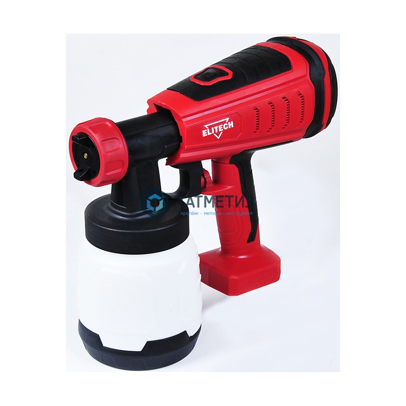 Краскопульт аккум, ELITECH КА 18БЛП, 1л/мин, сопло 1,8/2,6 мм, бак-0.8л, вяз.краски 60 DIN/сек, 1,4к -  магазин «ТАТМЕТИЗ»