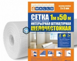 Сетка строительная интерьерная 1000мм х 50м, штукатурная, белая, 5х5 мм, 4WALLS, SMF111T/6 -  магазин крепежа «ТАТМЕТИЗ»