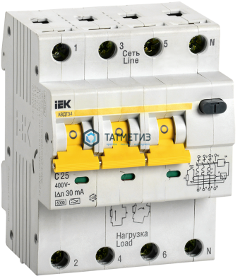 Выключатель автоматический дифференциального тока 4п C 25А 30мА тип A 6кА АВДТ-34 (3P+N) IEK -  магазин крепежа «ТАТМЕТИЗ»