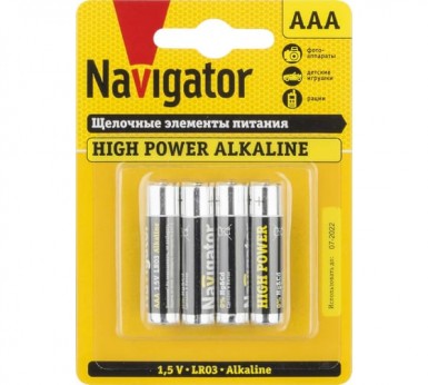 Батарейка алкалиновая тип AAA / LR03 1.5В (уп.4шт) Navigator 94751 -  магазин крепежа «ТАТМЕТИЗ»
