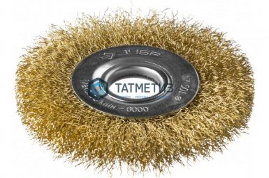 Щетка для УШМ дисковая 100 мм, 22 мм, витая стальная латунированная пров 0,3мм ЗУБР "ПРОФЕССИОНАЛ" -  магазин крепежа «ТАТМЕТИЗ»